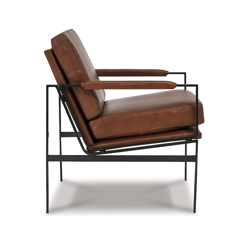 Fauteuil d'appoint en cuir style moderne du milieu du siècle, signé Ashley Puckman - 74 cm (L) x 80 cm (P) x 87 cm (H)