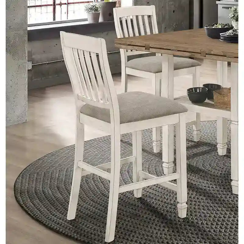 Tabourets de bar de style campagnard, dossier en ardoise et assise rembourrée (lot de 2)