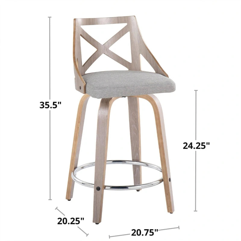 Tabouret de comptoir à hauteur fixe Gray Barn Charlotte 24 avec pieds en bois courbé (lot de 2)