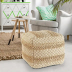 Pouf à carreaux en jute naturel Sevita