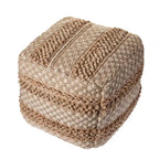 Pouf à carreaux en jute naturel Sevita