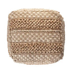 Pouf à carreaux en jute naturel Sevita