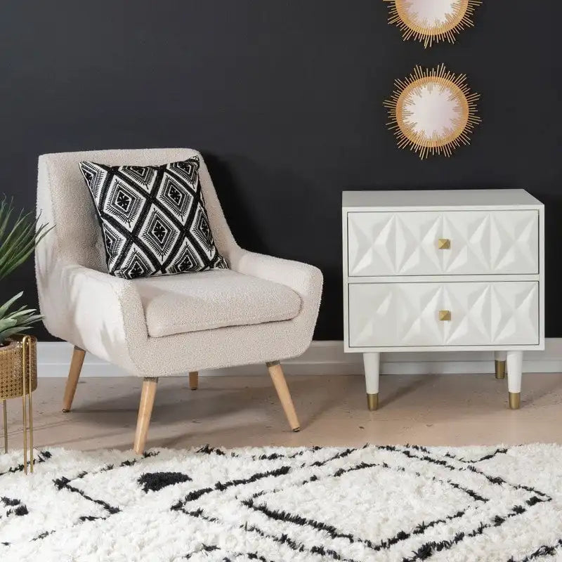 Fauteuil d'appoint Arlo blanc en fausse fourrure sherpa