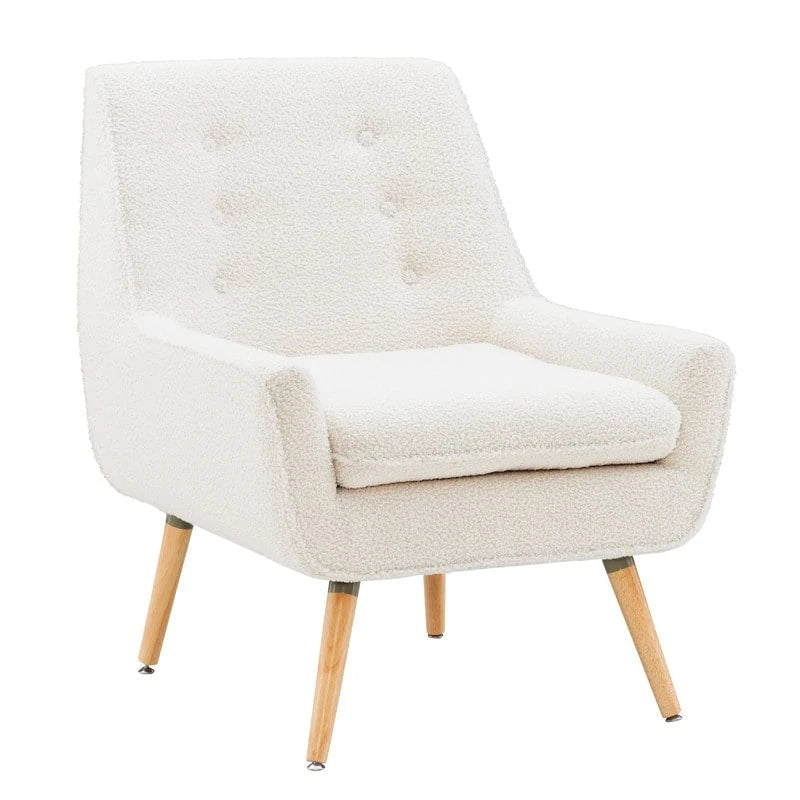 Fauteuil d'appoint Arlo blanc en fausse fourrure sherpa