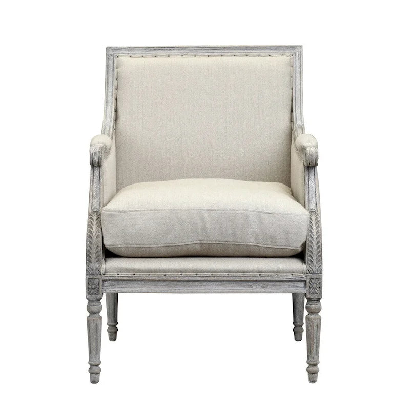 Fauteuil en bois blanc cassé de la collection Prentice de Burnham Home Designs
