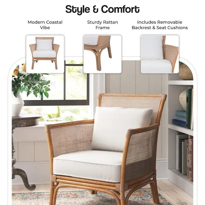 Fauteuil d'appoint en rotin Tatum