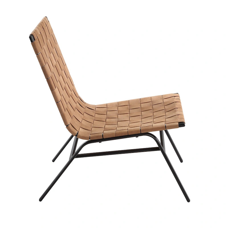 Fauteuil d'appoint Calvo en cuir marron tissé par Greyson Living