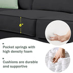 Canapé d'angle 112 x 87 cm, 7 places, modulable, avec 3 coussins, noir.