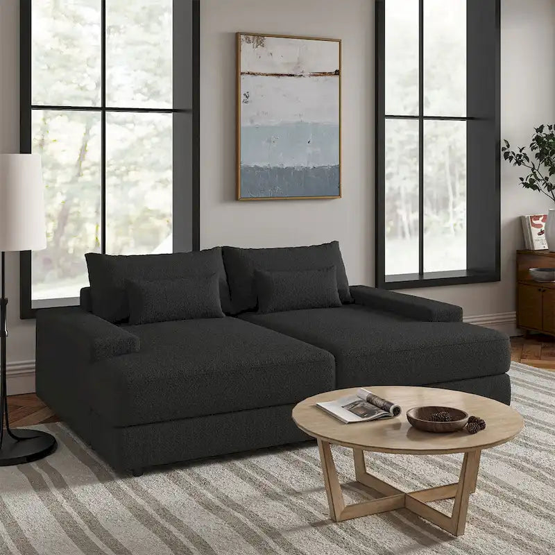 Canapé Conradus Modern surdimensionné 57 pouces à accoudoirs carrés profonds par HULALA HOME