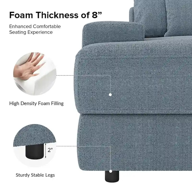 Canapé Conradus Modern surdimensionné 57 pouces à accoudoirs carrés profonds par HULALA HOME