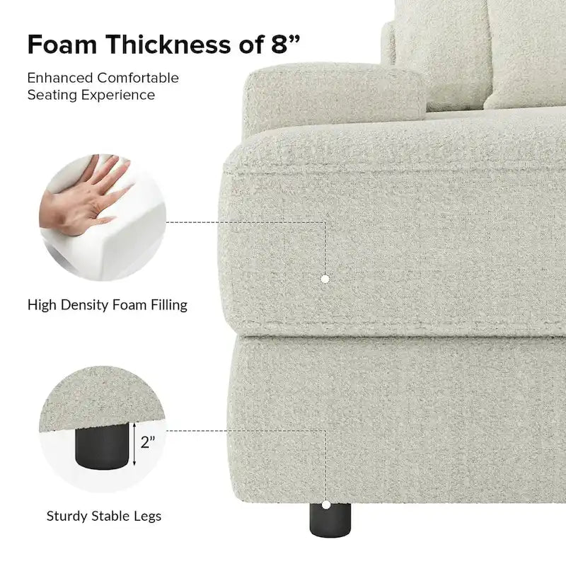 Canapé Conradus Modern surdimensionné 57 pouces à accoudoirs carrés profonds par HULALA HOME