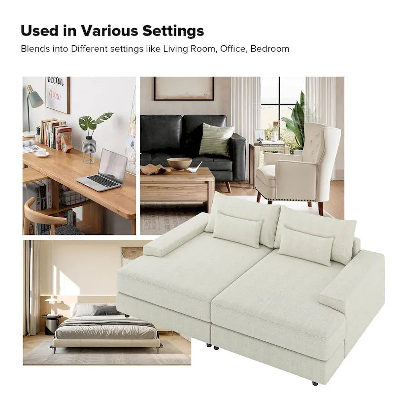 Canapé Conradus Modern surdimensionné 57 pouces à accoudoirs carrés profonds par HULALA HOME