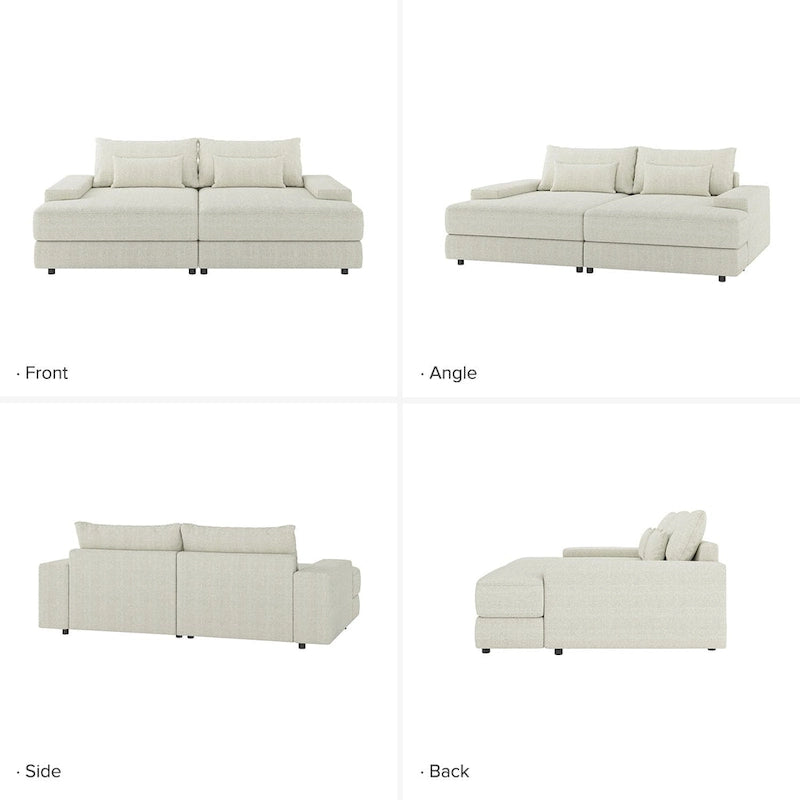 Canapé Conradus Modern surdimensionné 57 pouces à accoudoirs carrés profonds par HULALA HOME