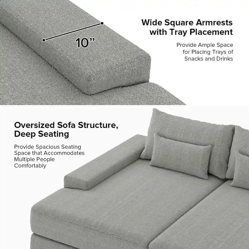 Canapé Conradus Modern surdimensionné 57 pouces à accoudoirs carrés profonds par HULALA HOME