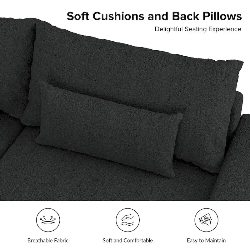 Canapé Conradus Modern surdimensionné 57 pouces à accoudoirs carrés profonds par HULALA HOME