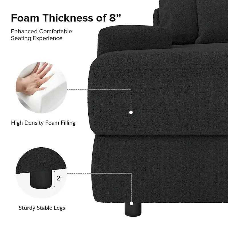 Canapé Conradus Modern surdimensionné 57 pouces à accoudoirs carrés profonds par HULALA HOME