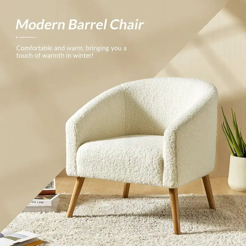 Fauteuil Sheila moderne 30W en boucle avec pieds en bois massif, lot de 2, par HULALA HOME