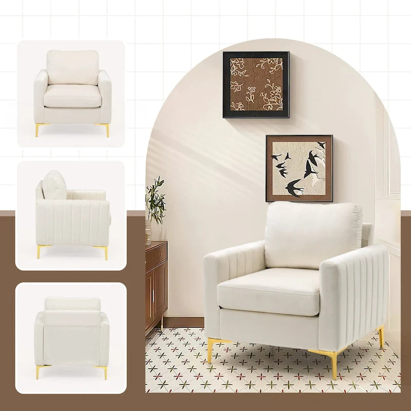 Fauteuil club avec fauteuil d'appoint rembourré moderne Pellebant