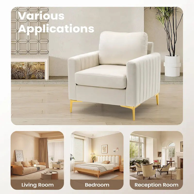 Fauteuil club avec fauteuil d'appoint rembourré moderne Pellebant