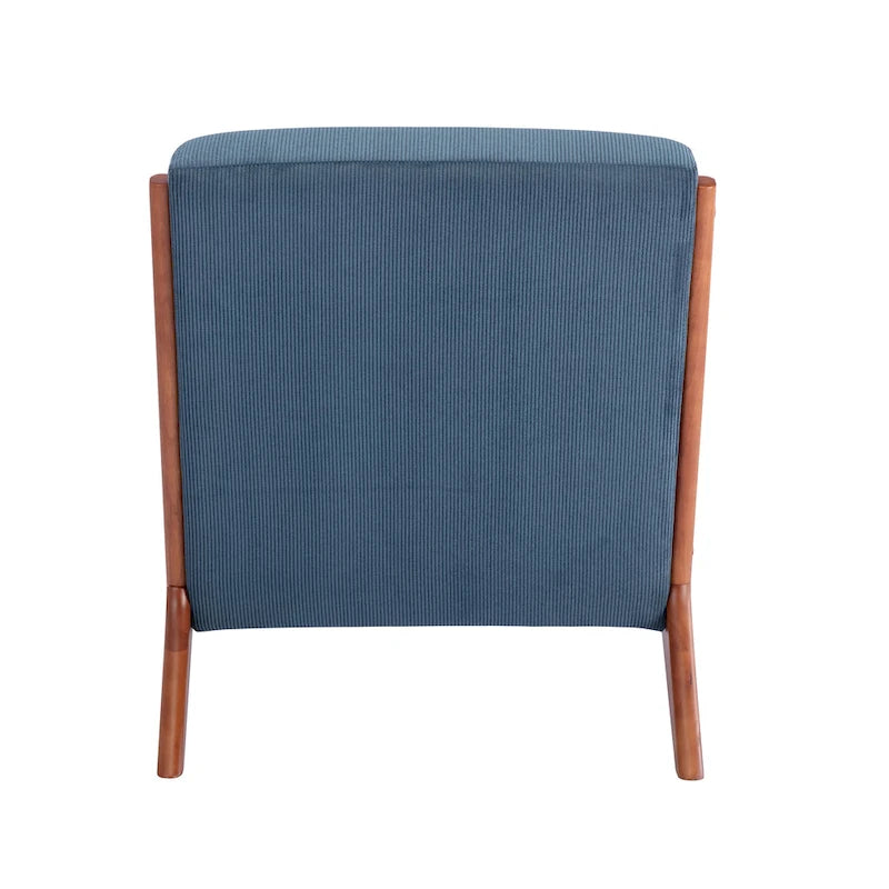 Fauteuil d'appoint Biana en tissu velours côtelé avec coussin et structure en bois d'hévéa de Porthos Home
