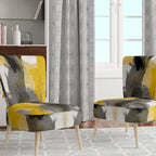 Fauteuil d'appoint capitonné Designart jaune moutarde et gris vif II et fauteuil moderne et contemporain