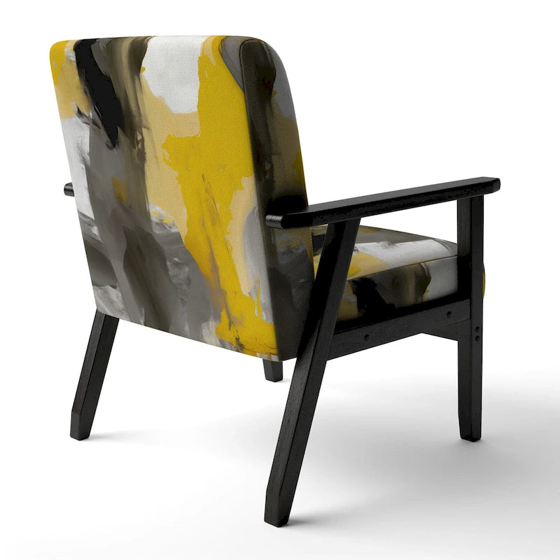 Fauteuil d'appoint capitonné Designart jaune moutarde et gris vif II et fauteuil moderne et contemporain