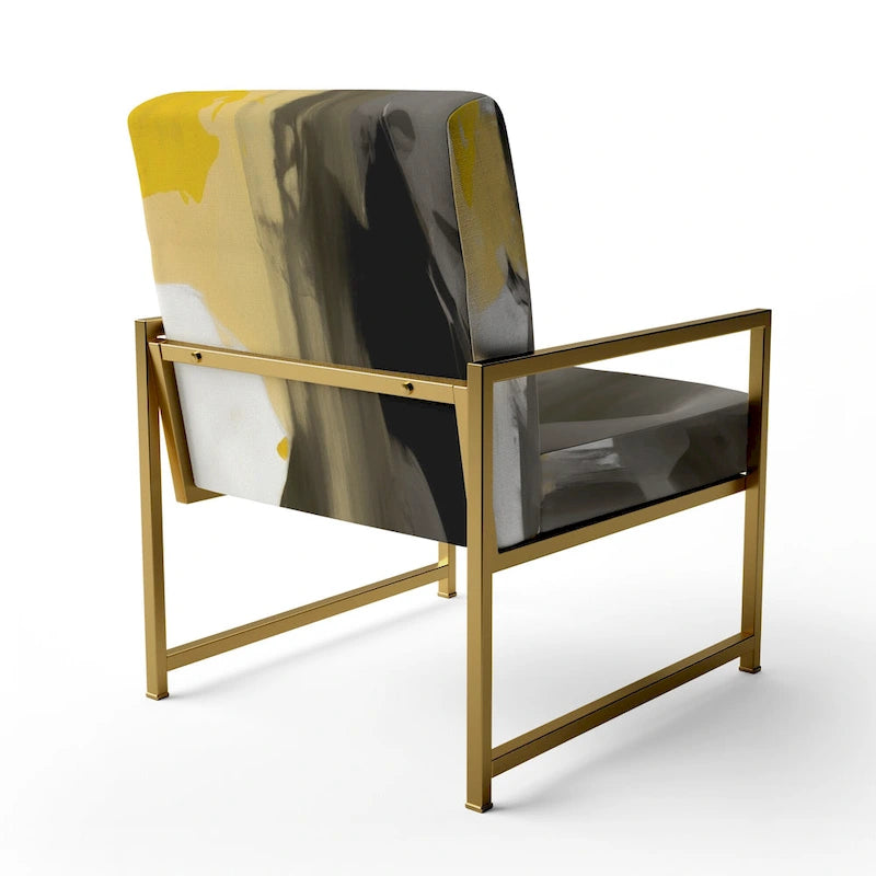 Fauteuil d'appoint capitonné Designart jaune moutarde et gris vif II et fauteuil moderne et contemporain