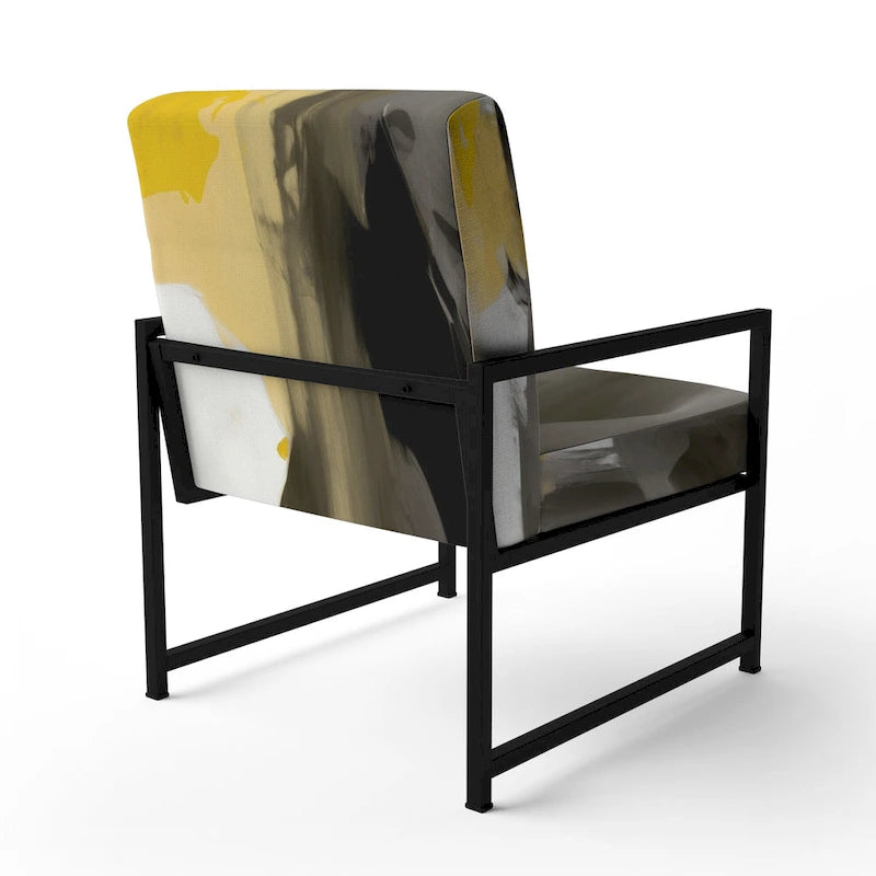 Fauteuil d'appoint capitonné Designart jaune moutarde et gris vif II et fauteuil moderne et contemporain