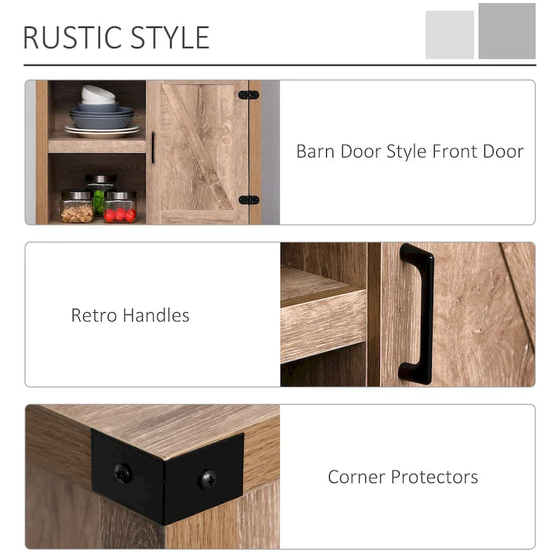 Buffet/meuble de rangement rustique HOMCOM style grange/style ferme moderne pour cuisine et salle à manger