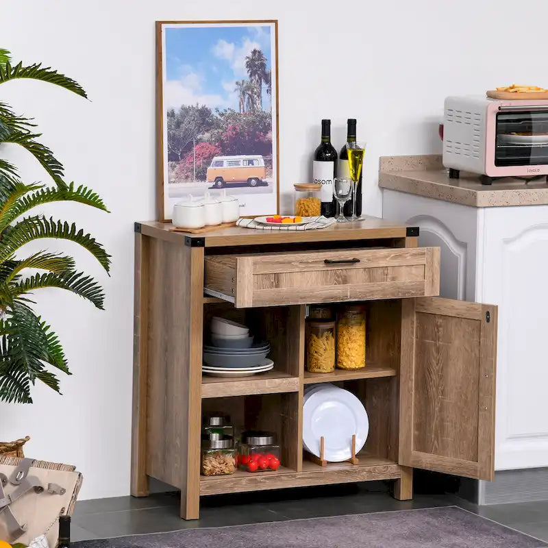 Buffet/meuble de rangement rustique HOMCOM style grange/style ferme moderne pour cuisine et salle à manger