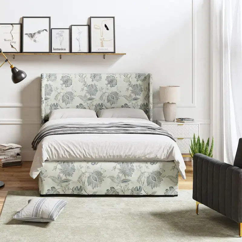 Housse de lit Louise traditionnelle lavable, capitonnée en métal, par HULALA HOME