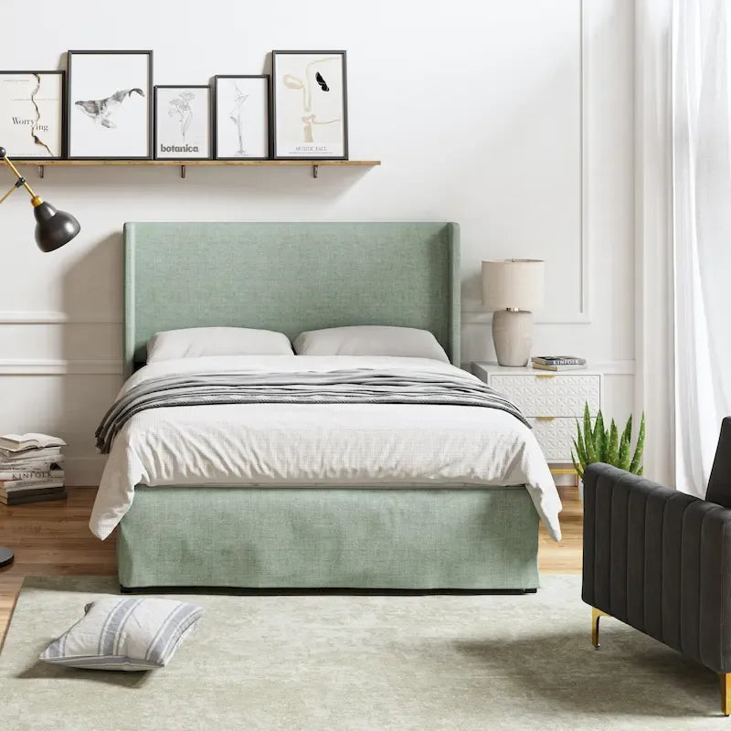 Housse de lit Louise traditionnelle lavable, capitonnée en métal, par HULALA HOME