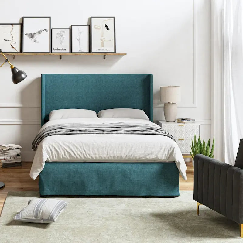 Louise Traditional Washable Slipcover Bed Upholstered Metal by HULALA HOME