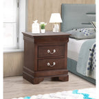 Table de chevet traditionnelle Louis Philippe à 2 tiroirs en bois