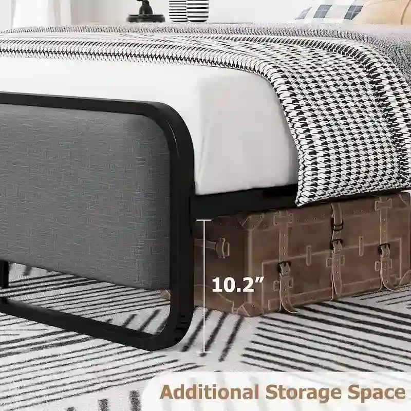 Cadre de lit avec tête et pied de lit rembourrés