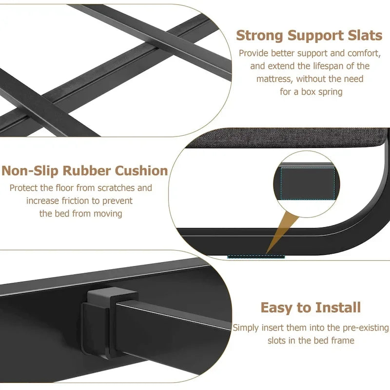 Cadre de lit avec tête et pied de lit rembourrés