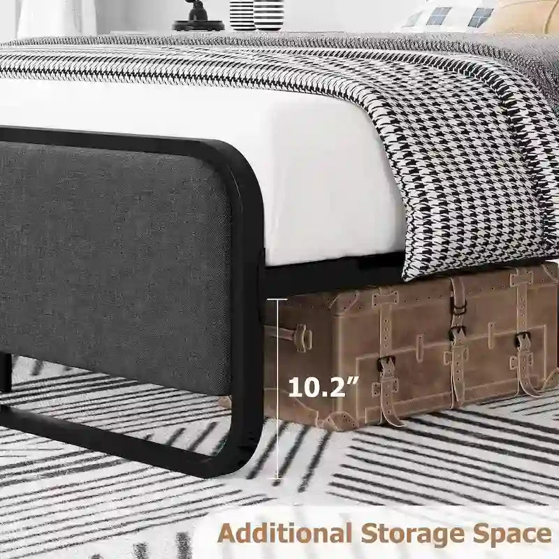 Cadre de lit avec tête et pied de lit rembourrés