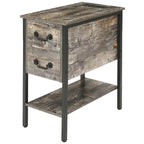 Table de chevet avec station de charge, 2 ports USB et 2 prises électriques, table d'appoint haute avec 2 tiroirs et étagère de rangement