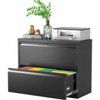 36W 2 Drawer Metal Lateral File Cabinet with Lock