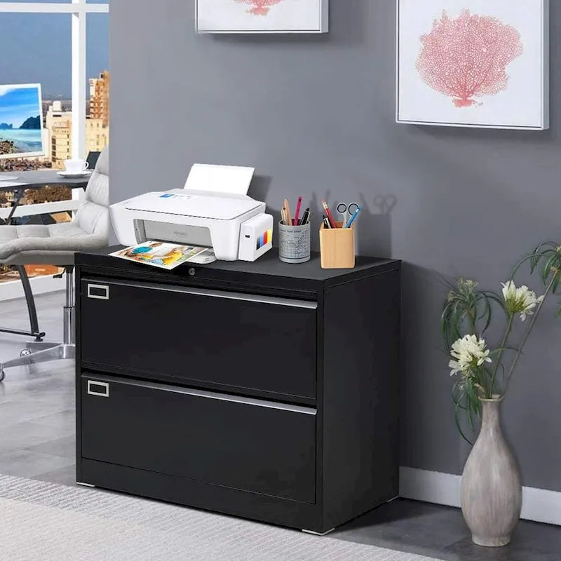 Classeur latéral métallique à 2 tiroirs 36 po avec serrure