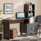 Bureau de rangement Jaeger bicolore en bois brun et gris foncé avec étagères