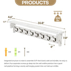 Porte-manteau mural 35,8 cm avec étagère de rangement et crochets métalliques - 35,8 cm (L) x 4,6 cm (P) x 7,8 cm (H)