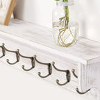 Porte-manteau mural 35,8 cm avec étagère de rangement et crochets métalliques - 35,8 cm (L) x 4,6 cm (P) x 7,8 cm (H)