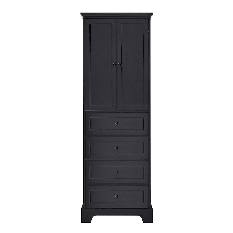 Armoire de rangement en bois à 2 portes et 4 tiroirs, étagère réglable