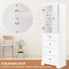 Armoire de rangement en bois à 2 portes et 4 tiroirs, étagère réglable