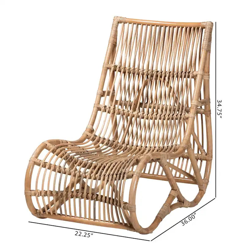 Fauteuil lounge Genera moderne bohème en rotin naturel