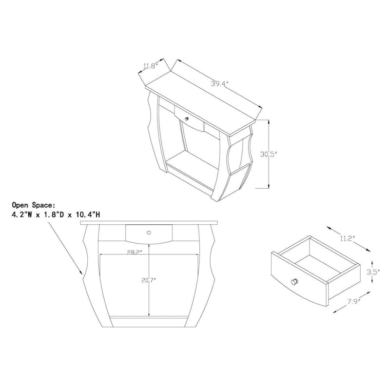 Console Caveline contemporaine en noyer de 99 cm (39 pouces) à 1 tiroir par Furniture of America