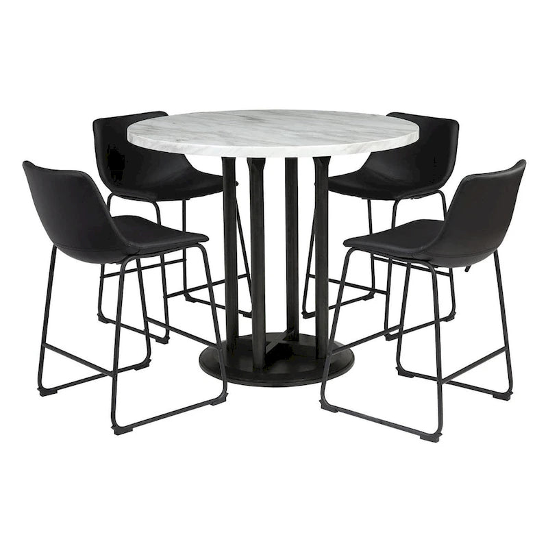 Table de comptoir ronde Centiar blanche/noire
