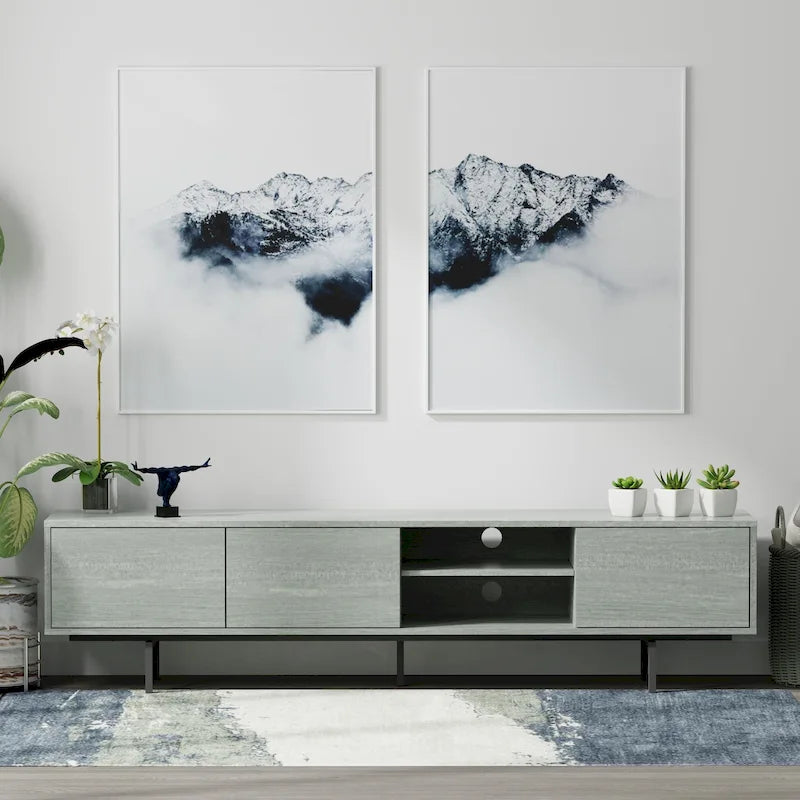 Meuble TV bas Glenwillow Home Atlas 78 x 20, style moderne du milieu du siècle