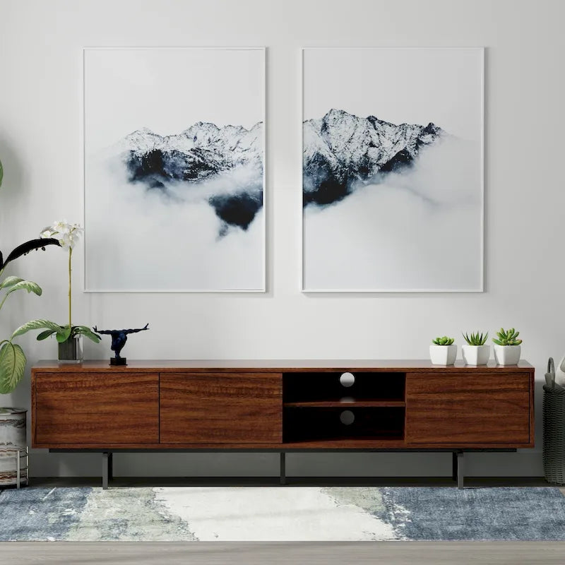 Meuble TV bas Glenwillow Home Atlas 78 x 20, style moderne du milieu du siècle